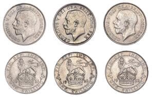 The Gary Oddie Collection of English Regal Shillings
George V (1910-1936), Shillings (3), 1920, bust in high relief,...