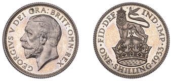 The Gary Oddie Collection of English Regal Shillings
George V (1910-1936), Proof Shilling, 1933, edge grained,...