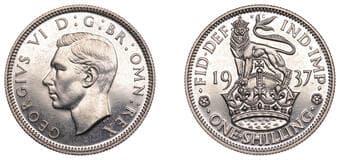 The Gary Oddie Collection of English Regal Shillings
George VI (1936-1952), Proof Shilling, 1937, English type, edge...