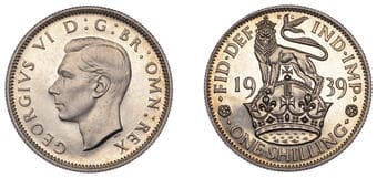 The Gary Oddie Collection of English Regal Shillings
George VI (1936-1952), Proof Shilling, 1939, English type, edge...