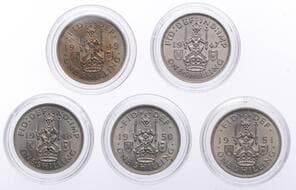 The Gary Oddie Collection of English Regal Shillings
George VI (1936-1952), Shillings (5), all Scottish type,...