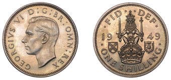The Gary Oddie Collection of English Regal Shillings
George VI (1936-1952), Proof Shilling, 1949, Scottish type,...