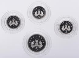The Gary Oddie Collection of English Regal Shillings
Elizabeth II (1952-2022), Decimal issues, Five Pence (4), Proof...