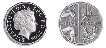 The Gary Oddie Collection of English Regal Shillings
Elizabeth II (1952-2022), Decimal issues, Proof Five Pence,...