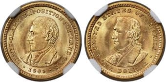 Commemorative Gold 1904 G$1 Lewis and Clark Gold Dollar MS67+ NGC. Several dozen 1904 Lewis and Clark gold dollars are...