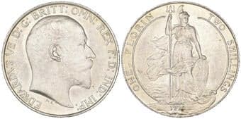 Edward VII, florin, 1910, light bagmarks, mint state, with much original mint bloom Estimate: 120 - 150 GBP