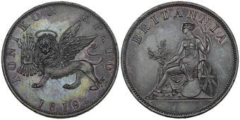 Ionian Islands, George III (1760-1920), proof obol, 1819 (KM 32; Karamitsos I.17), in NGC holder graded PF 64 BN ...