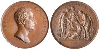 Greece, Governor Ioannis Kapodistrias, 1828, bronze medal by K. Lange, bust right, rev., allegory of France, Britain...