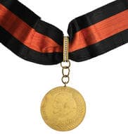 Greece, Prime minister Eleftherios Venizelos, 4 ducats gold medal by Brulat, 1919, bust left, rev., ΜΕΓΑΣ...