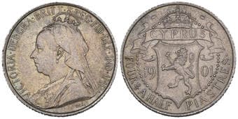 Cyprus, Victoria (1837-1901), 4 1/2 piastres, 1901 (KM 5; Fitikides 41), in NGC holder graded MS63 Estimate: 1000 -...