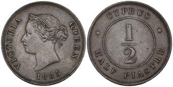 Cyprus, Victoria (1837-1901), 1/2 piastre, 1885 (KM 2; Fitikides 18), in NGC holder graded UNC DETAILS – CLEANED ...