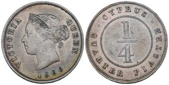 Cyprus, Victoria (1837-1901), 1/4 piastre, 1900 (KM 1.2; Fitikides 36), in NGC holder graded AU DETAILS – CLEANED ...